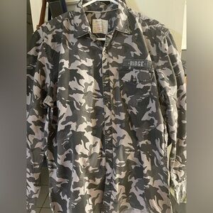 Gray Camouflage Button-Up Shirt